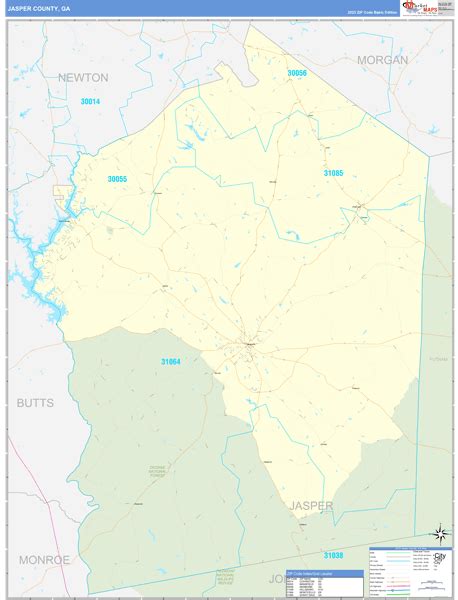 Jasper County, GA Carrier Route Wall Map Basic Style by MarketMAPS - MapSales