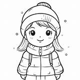 Printable Winter Girl Coloring Pages Outline Sketch Drawing Vector  sketch template