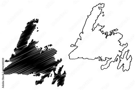 Newfoundland island (Canada, Newfoundland and Labrador Province, North America) map vector ...