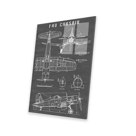 F4U Corsair Vintage Navy Airplane | Black Print On Acrylic Glass by Action Blueprints - Bed Bath ...