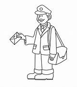 Coloring Pages Mailman Post Office Usps Printable Postman Clipart Mail  sketch template
