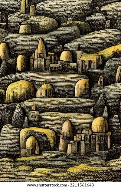 Medieval Drawing Landscape Medieval City Castle Stock Illustration 2211561643 | Shutterstock