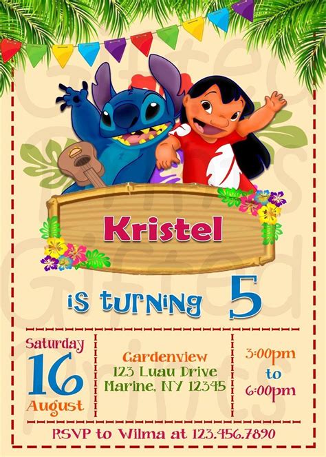 Lilo and Stitch Invitation Template Elegant Birthday Invitation Lilo and Stit… | Printable ...