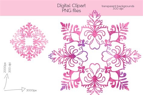 Pink Snowflakes Clipart - PNG Files By OllyKo | TheHungryJPEG