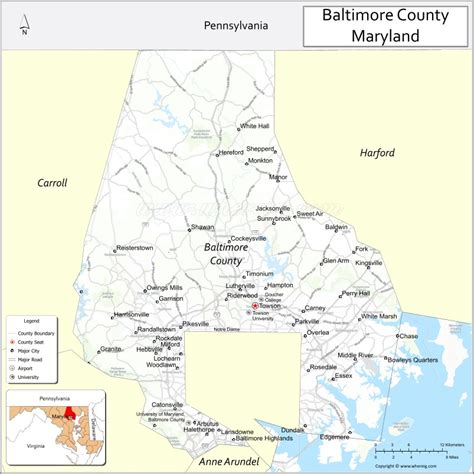 Baltimore City County Map, Maryland, USA