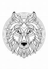 Mandala With Elegant Wolf Head And Beautiful Patterns  Mandalas Adult sketch template