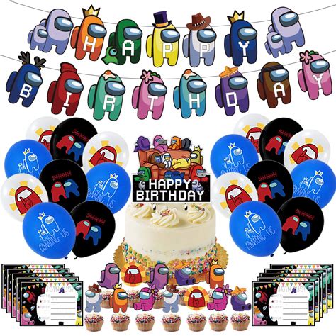 BLATOMY Among Us Birthday Party Decorations, Among Us Theme Game Party Supplies for Kids with ...