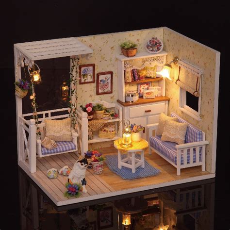 New Dollhouse Miniature DIY Kit With Cover Wood Toy doll house room ...