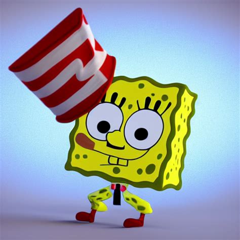 prompthunt: 3D model of Spongebob doing push-ups, as Patrick Star encourages him, white ...