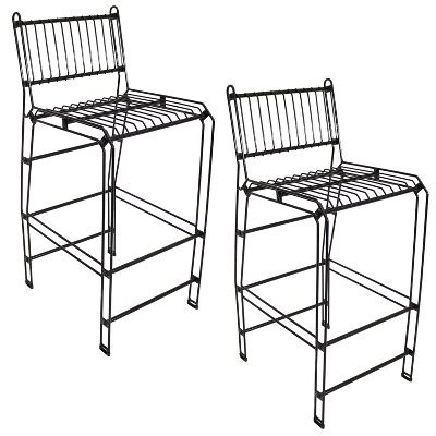 Sunnydaze Indoor/outdoor Furniture Steel Wire Bar-height Dining Chairs - Black - 2pc : Target