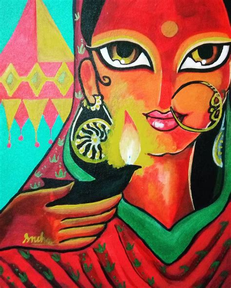 Favicryl painting on canvas - Diwali | Hobbyideas | Canvas painting, Painting, Canvas