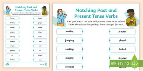 Matching the Past and Present Tense Verbs Worksheet - Twinkl