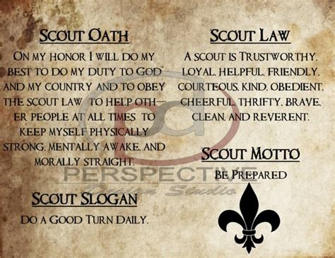 Scout Oath Slogan Law and Motto 8.5x11 Wall Art by LoriFillmore