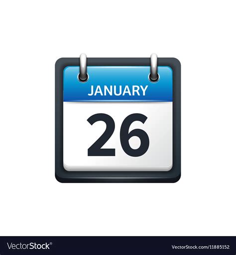 January 26 calendar icon flat Royalty Free Vector Image