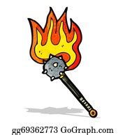 7 Flaming Mace Weapon Cartoon Clip Art | Royalty Free - GoGraph