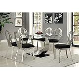 Amazon.com - Furniture of America Okeho II 7-Piece Oval Glass-Top Dining Set, White - Table ...
