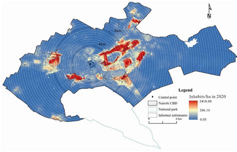 The population density grid of Nairobi (excluding the national park)... | Download Scientific ...