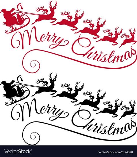 Santa with his sleigh and reindeer vector image on VectorStock | Christmas stencils, Christmas ...