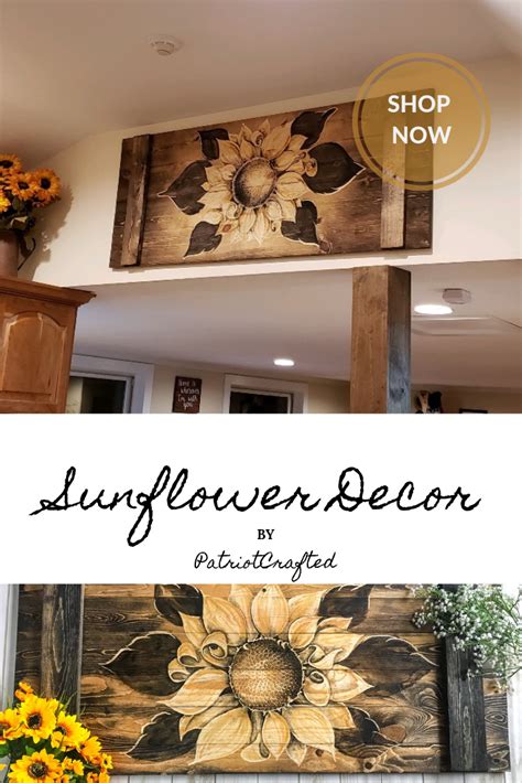 Large Wood Sunflower Wall Art | Sunflower kitchen decor, Modern rustic ...