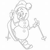 Premium Vector  Cute Happy Snowman skiing cartoon coloring Book Page sketch template