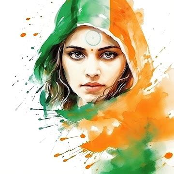 Premium AI Image | 2d illustration of a Indian woman with Indian flag colors for Indian ...