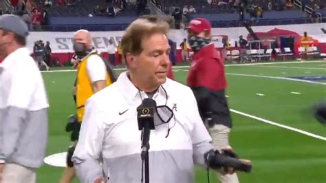 Nick Saban got all the memes after awkward halftime interview ...