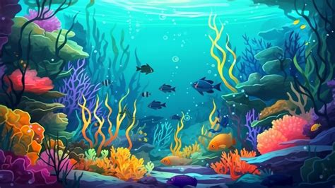 Underwater Cartoon Background, Seabed, Background, Underwater World ...