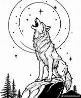 Coloring Page Of The Wolf howling At Moonlight Download Or Print  sketch template