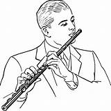 Vintage Man With Flute Coloring Page  ColouringPages sketch template