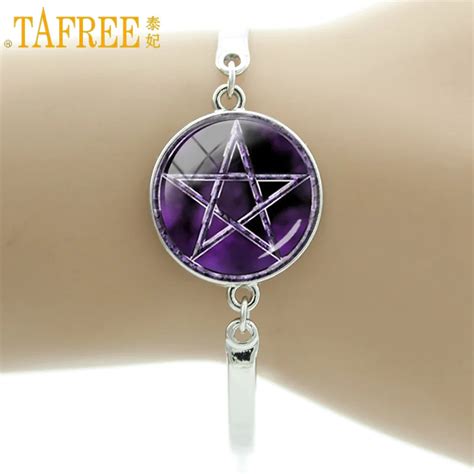 TAFREE Best selling purple Pentagram Bracelet Fashion Sunlight Pentagram jewelry Glass Cabochon ...