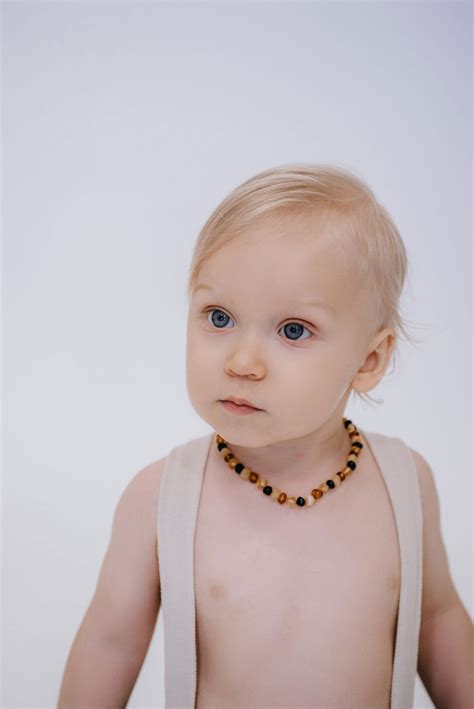 4 Colors Amber Teething Necklace | Multi Color Amber Baby Necklace