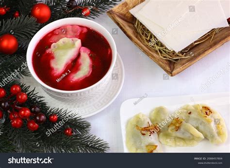 Traditional Polish Christmas Eve Dishes Wafer Stock Photo 2088457804 ...