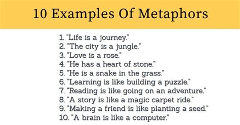 Examples Of Metaphors And Their Meaning - expertpreviews