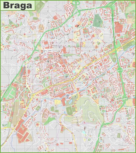 Detailed map of Braga