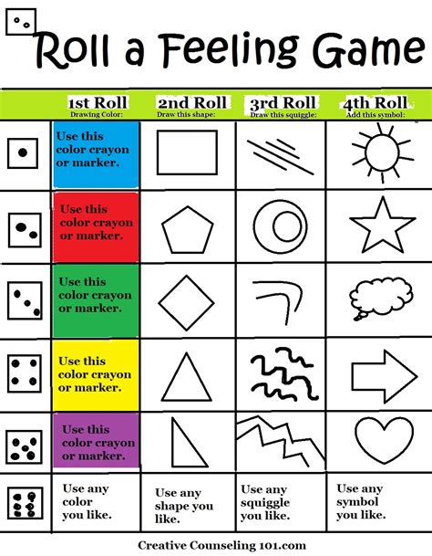 Art Therapy Roll-A-Feelings Game