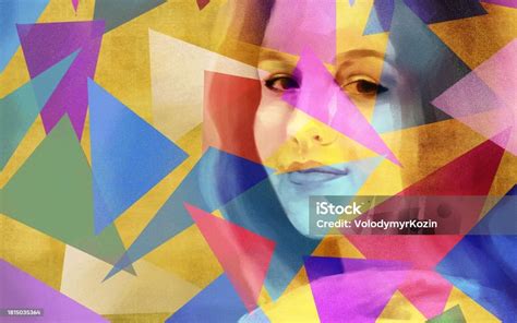 Artistic Female Portrait On The Background Of A Geometric Pattern Stock Illustration - Download ...