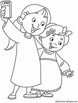 Girls taking Selfie coloring Page Christmas Coloring Pages  sketch template