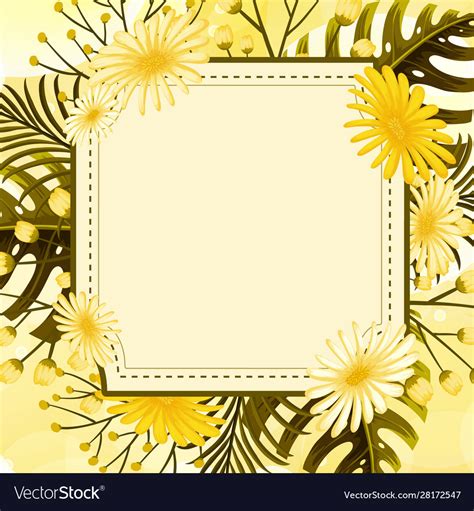 Background design with yellow flowers frame Vector Image