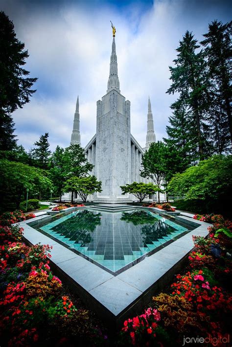 Beautiful LDS Temple Surrounded by Flowers and Trees