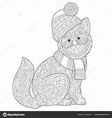 Coloring Page With Winter Cat Stock Vector Image By ©Sybirko 319992848 sketch template