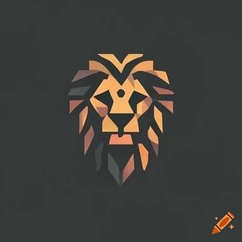 Minimalist geometric lion logo on black background