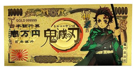 Buy YJacuing Anime Demon Slayer: Kimetsu no Yaiba Gold Coated Banknote ...