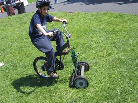Pedal-powered lawn mower | Right after I took this, his left… | Flickr