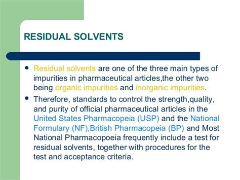 Residual solvent