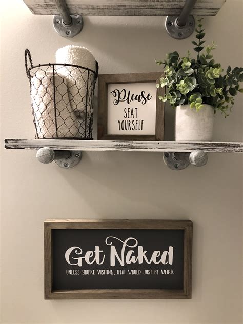 Bathroom Signs | Bathroom shelf decor, Small bathroom decor, Washroom decor