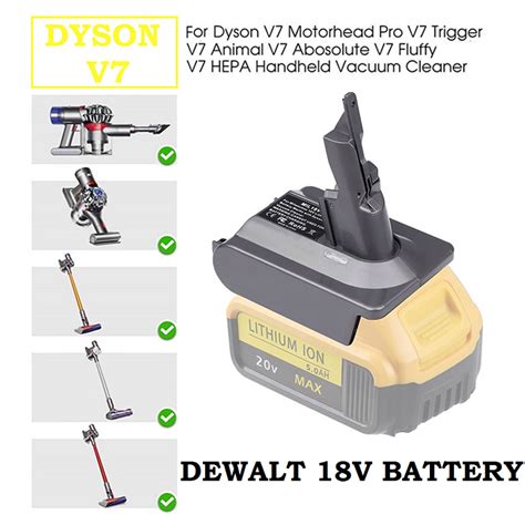 Dyson V7 Vacuum Battery Adapter for Dewalt 18V Li-Ion Cordless Battery