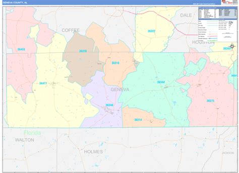 Geneva County, AL Wall Map Color Cast Style by MarketMAPS - MapSales