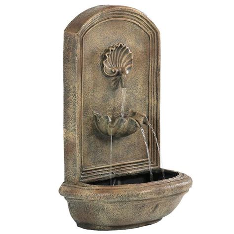 Sunnydaze Decor Seaside Solar with Battery Backup Outdoor Wall Mounted Water Fountain- Outdoor ...