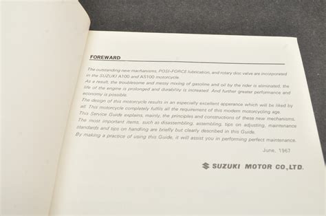 Vintage Suzuki 1967 Suzuki A100 AS100 Service Shop Repair Maintenance ...