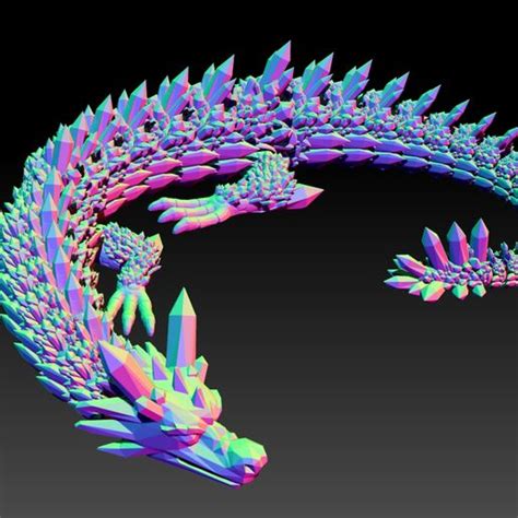 STL-Datei ARTIKULIERTER DRACHE - FLEXI CRYSTAL DRAGON 3D PRINT ...